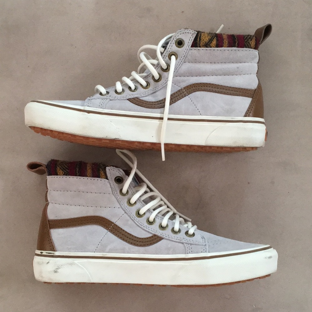 Gray tribal print vans